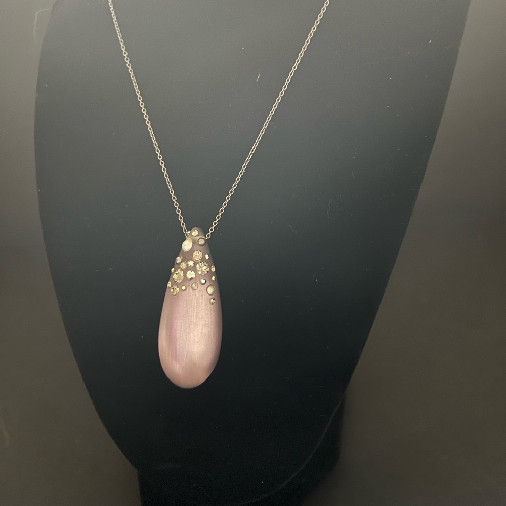 Alexis Bittar Purple Lavender Lucite Diamond Dust Pendant Necklace
